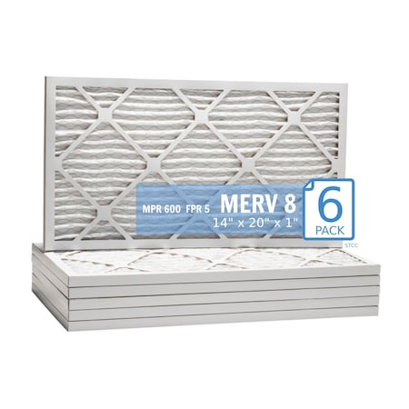Purolator 14x20x1 Pleated Air Filter, MERV 8, 6 PK 14x20x1x1 HI (6 Pack)